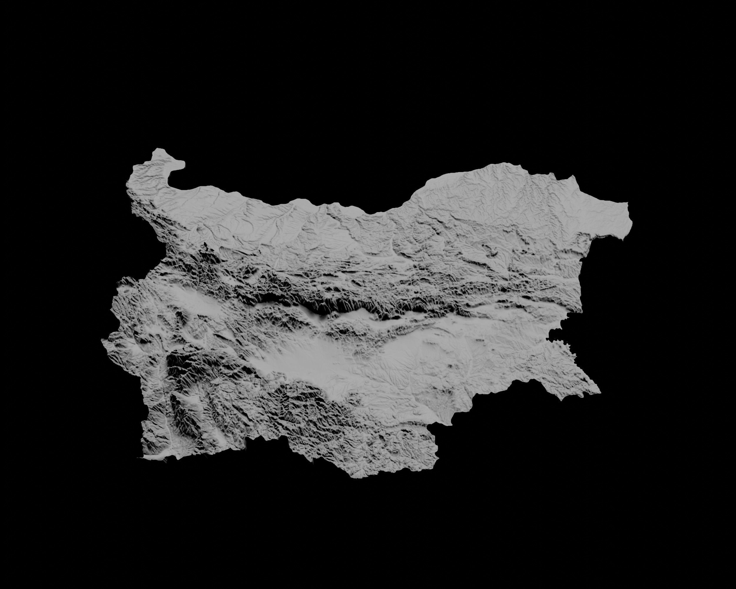 3D Topographical Map of Bulgaria 3D print model_3