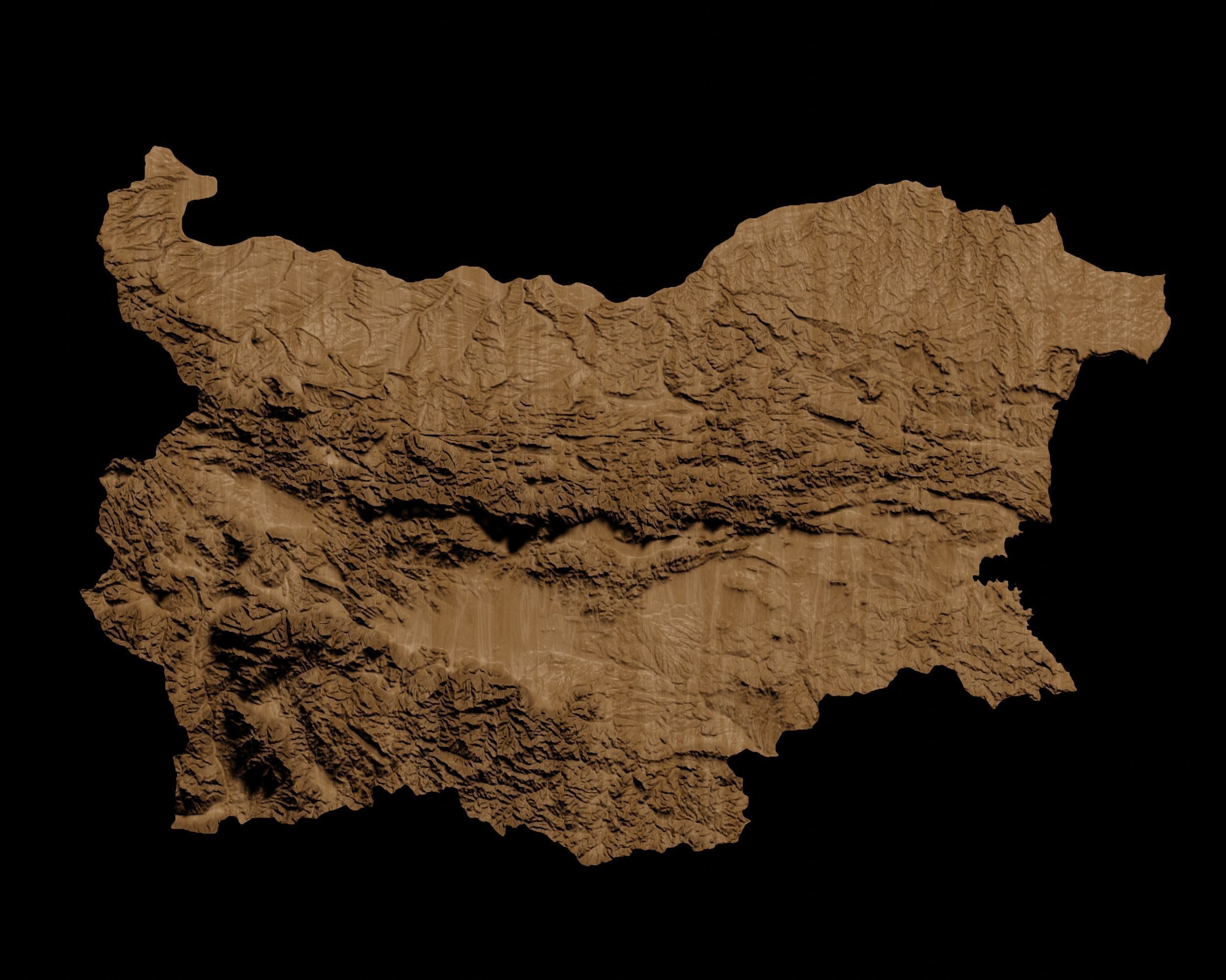 3D Topographical Map of Bulgaria 3D print model_1