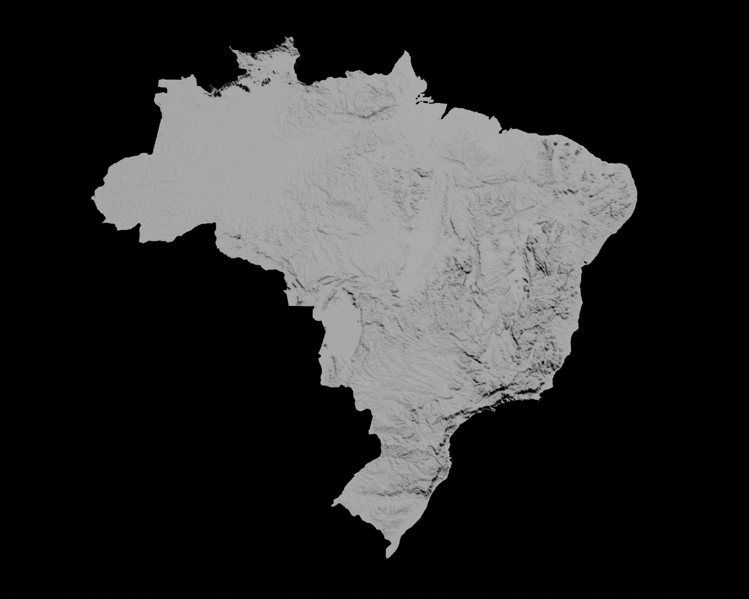 3D Topographical Map of Brazil 3D print model_3