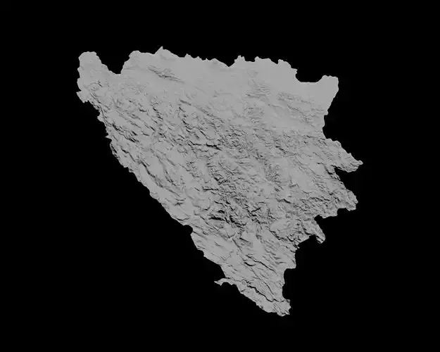 3D Topographical Map of Bosnia and Herzegovina