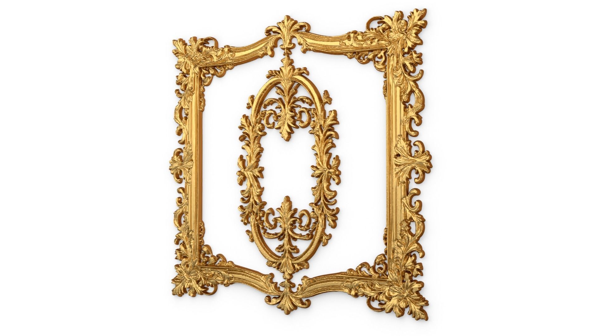Plaster decorative frame ornament 08 3D model_2