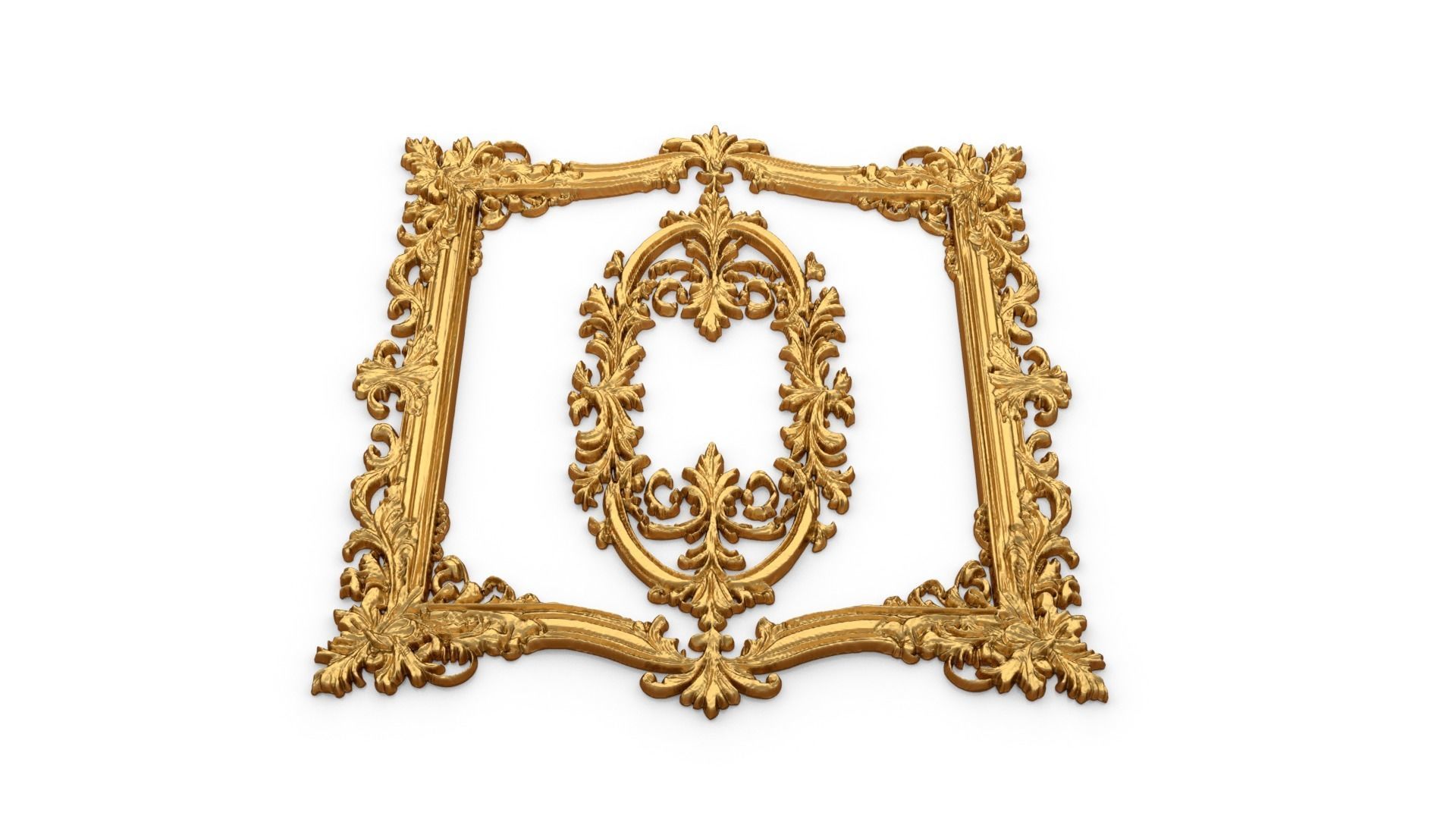 Plaster decorative frame ornament 08 3D model_3