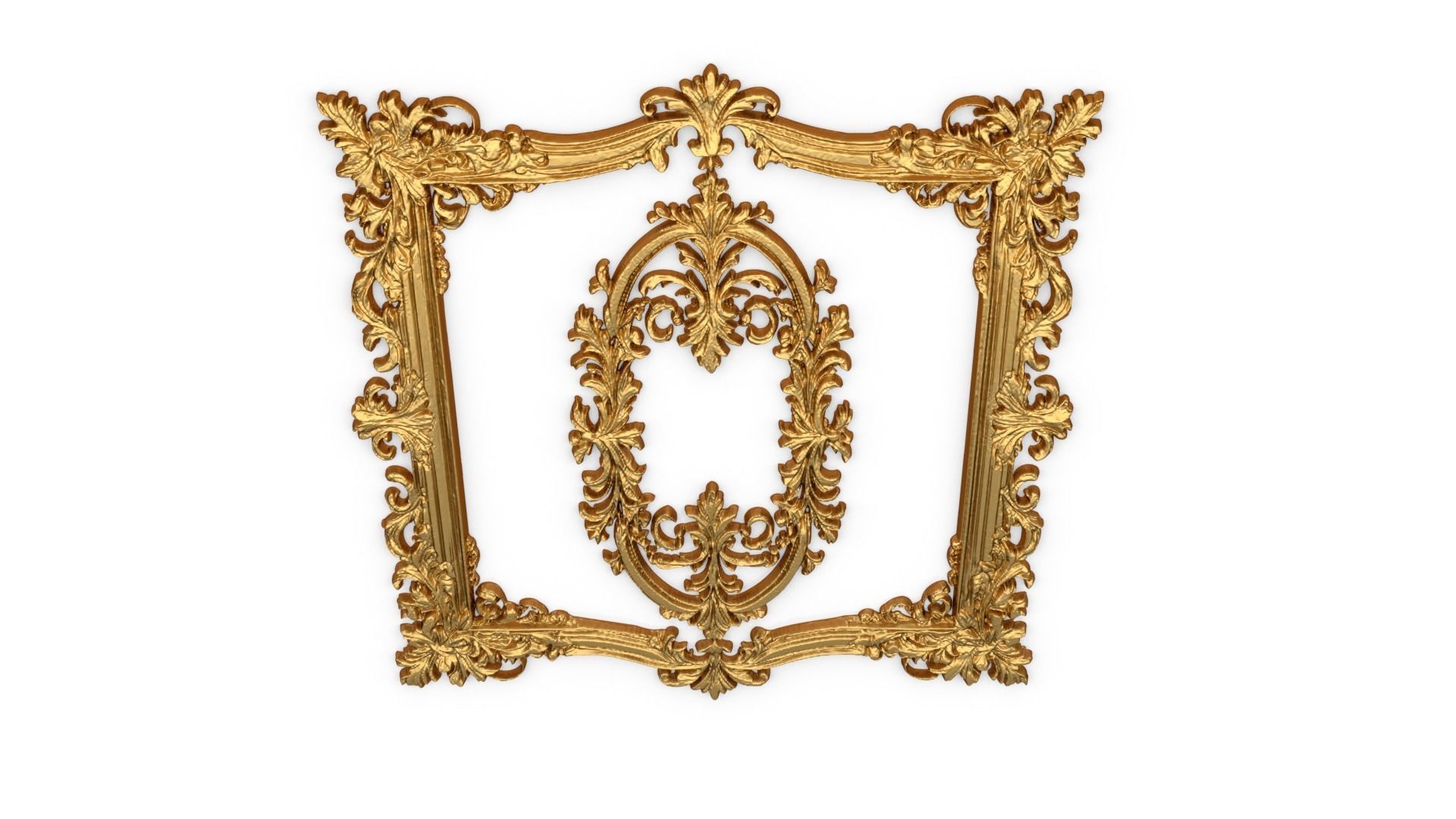 Plaster decorative frame ornament 08 3D model_4
