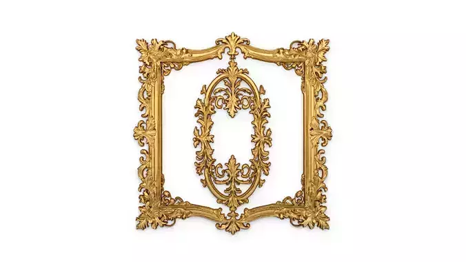 Plaster decorative frame ornament 08 3D model