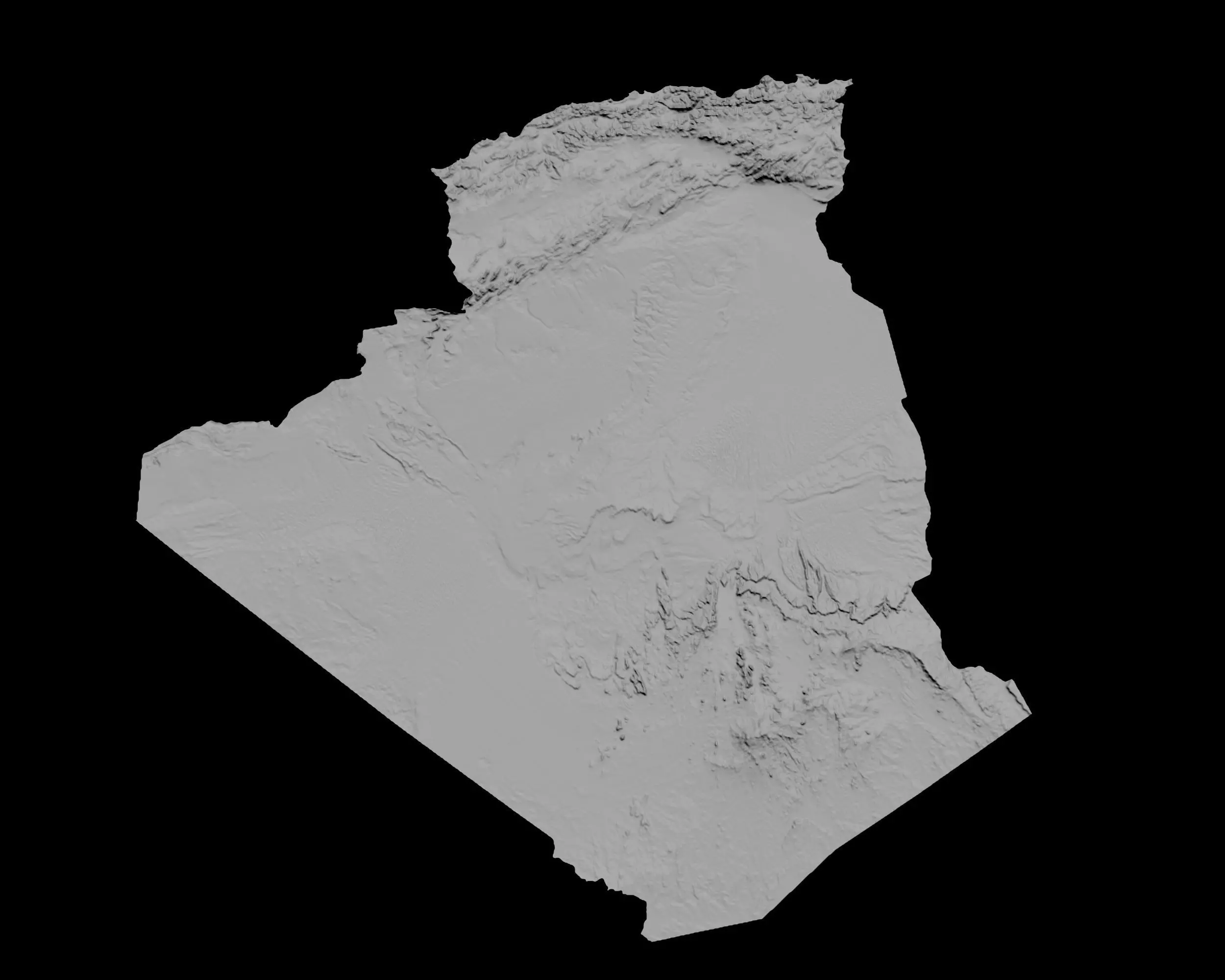 3D Topographical Map of Algeria 3D print model_0