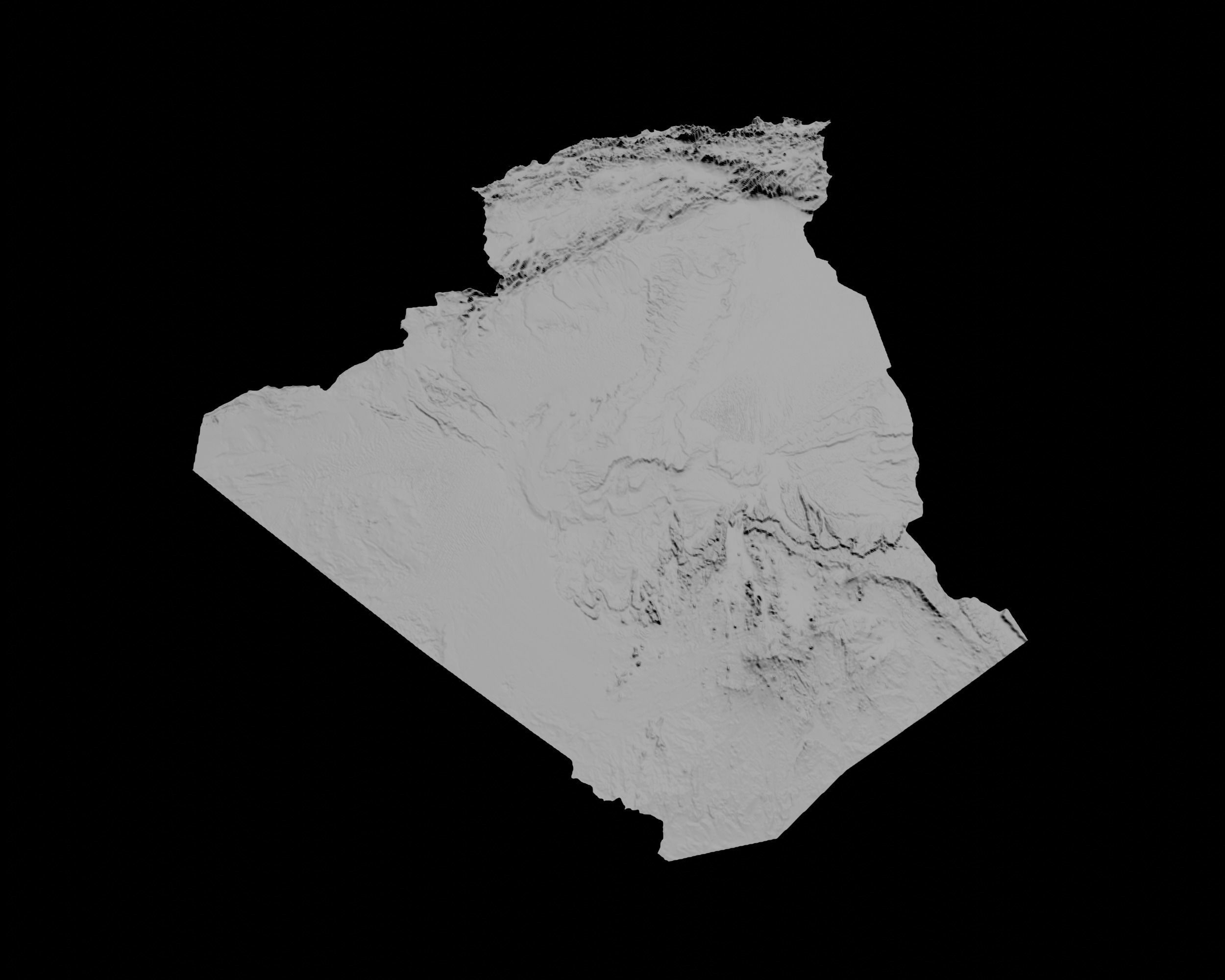 3D Topographical Map of Algeria 3D print model_3