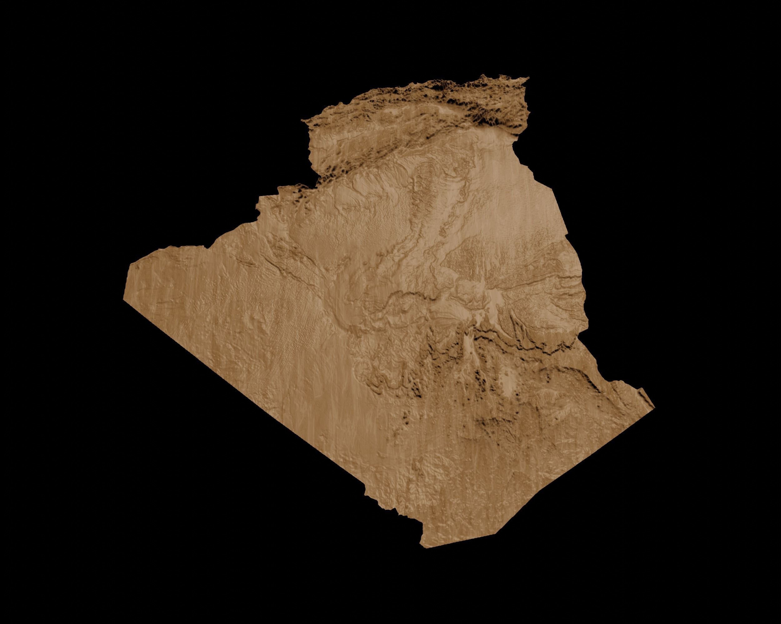 3D Topographical Map of Algeria 3D print model_2