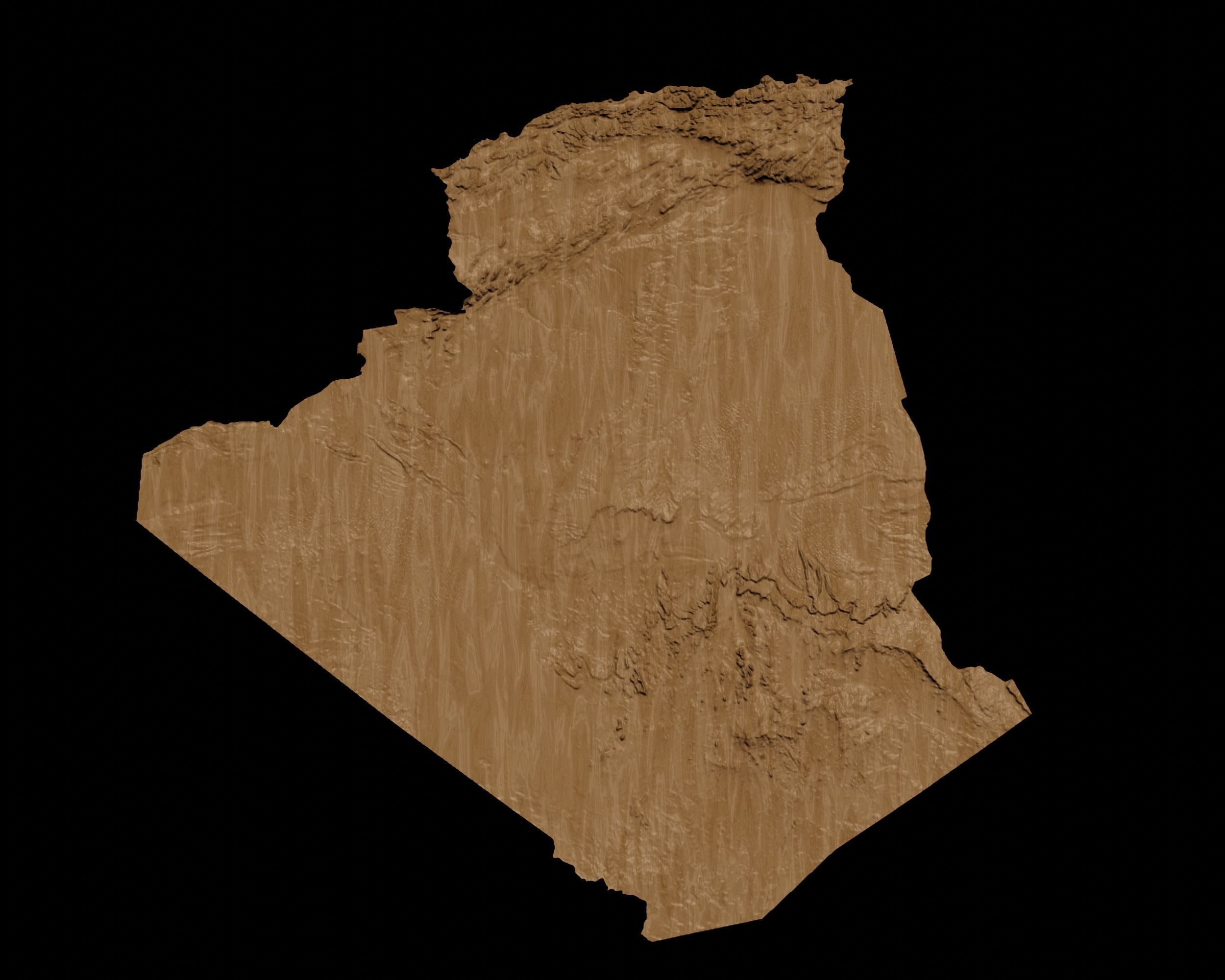 3D Topographical Map of Algeria 3D print model_1