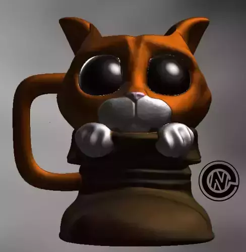   Taza del gato con botas  puss in boots cup 3D print model