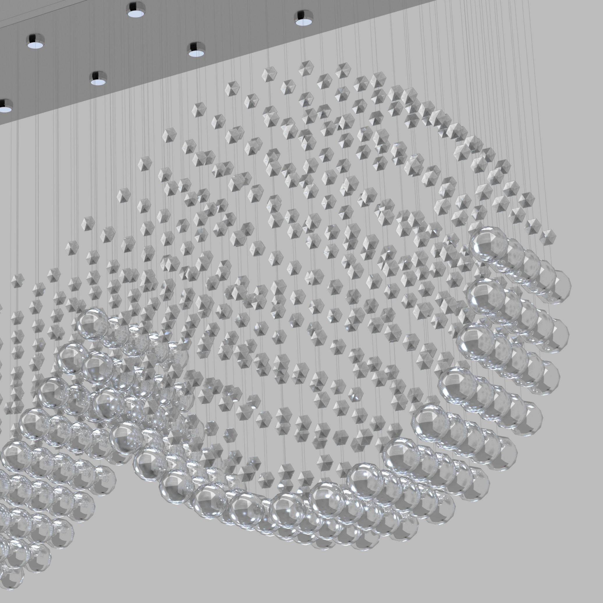 Crystal wave design chandelier 3D model_3