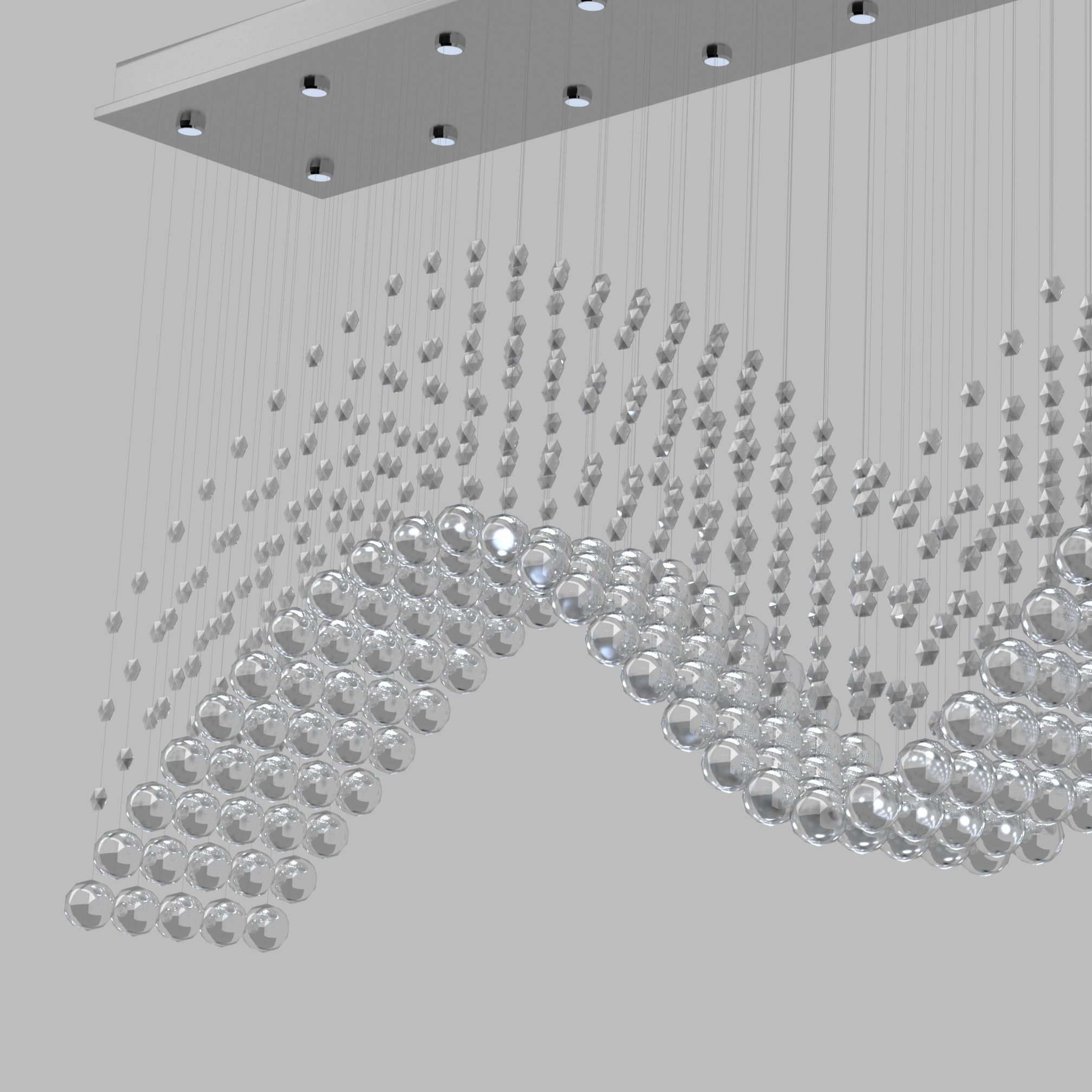 Crystal wave design chandelier 3D model_4