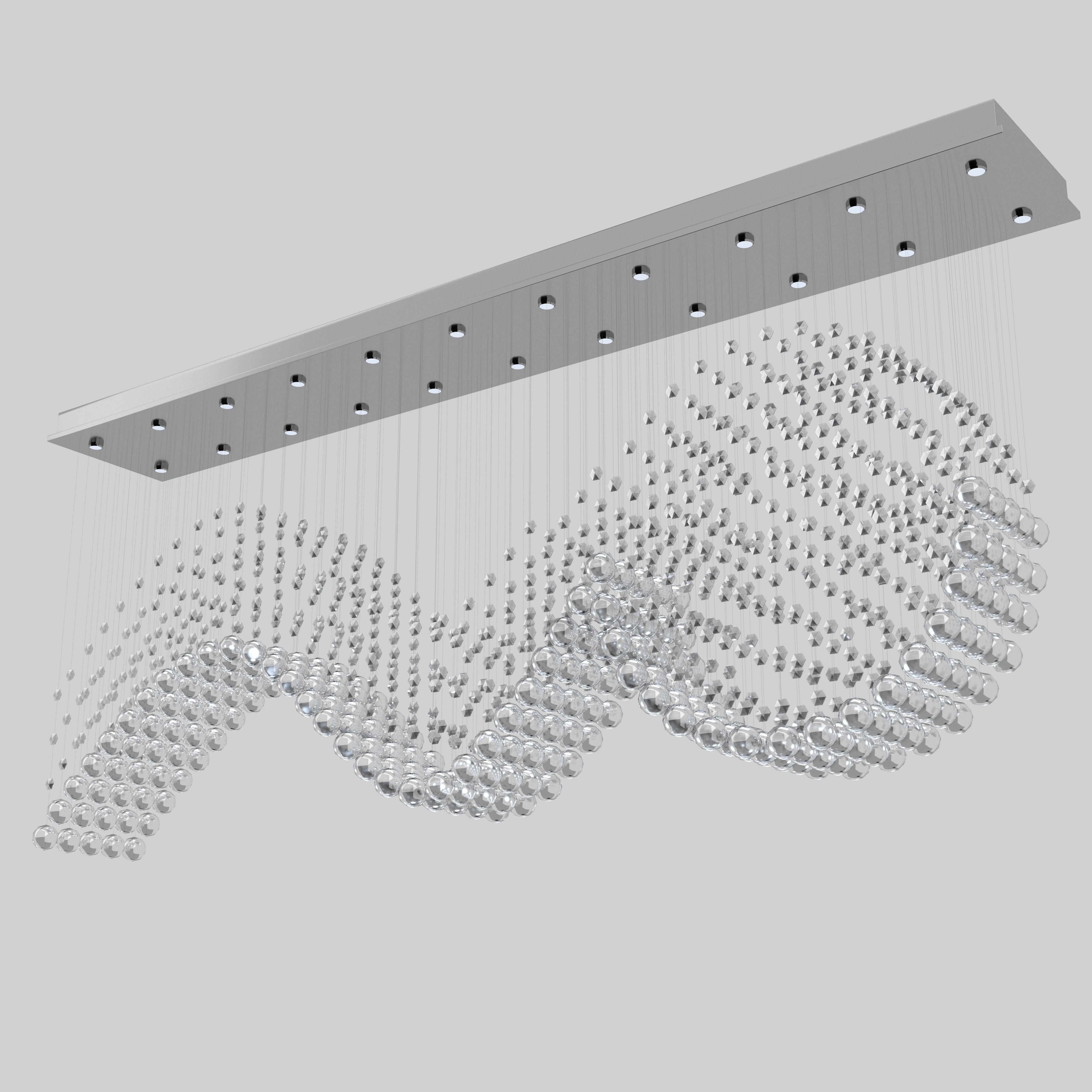 Crystal wave design chandelier 3D model_2