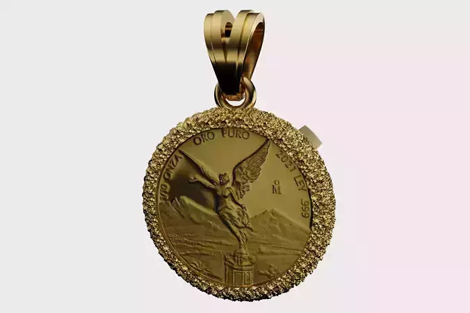 1 10th onza oro puro Mexico nugget coin mount frame bezel 