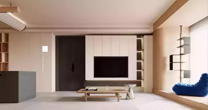 Modern Elegance  3D Model of a Luxurious Living Space