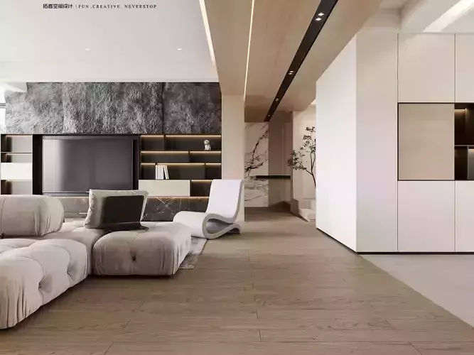 Modern Elegance - 3D Living  Dining   Bedroom Spaces