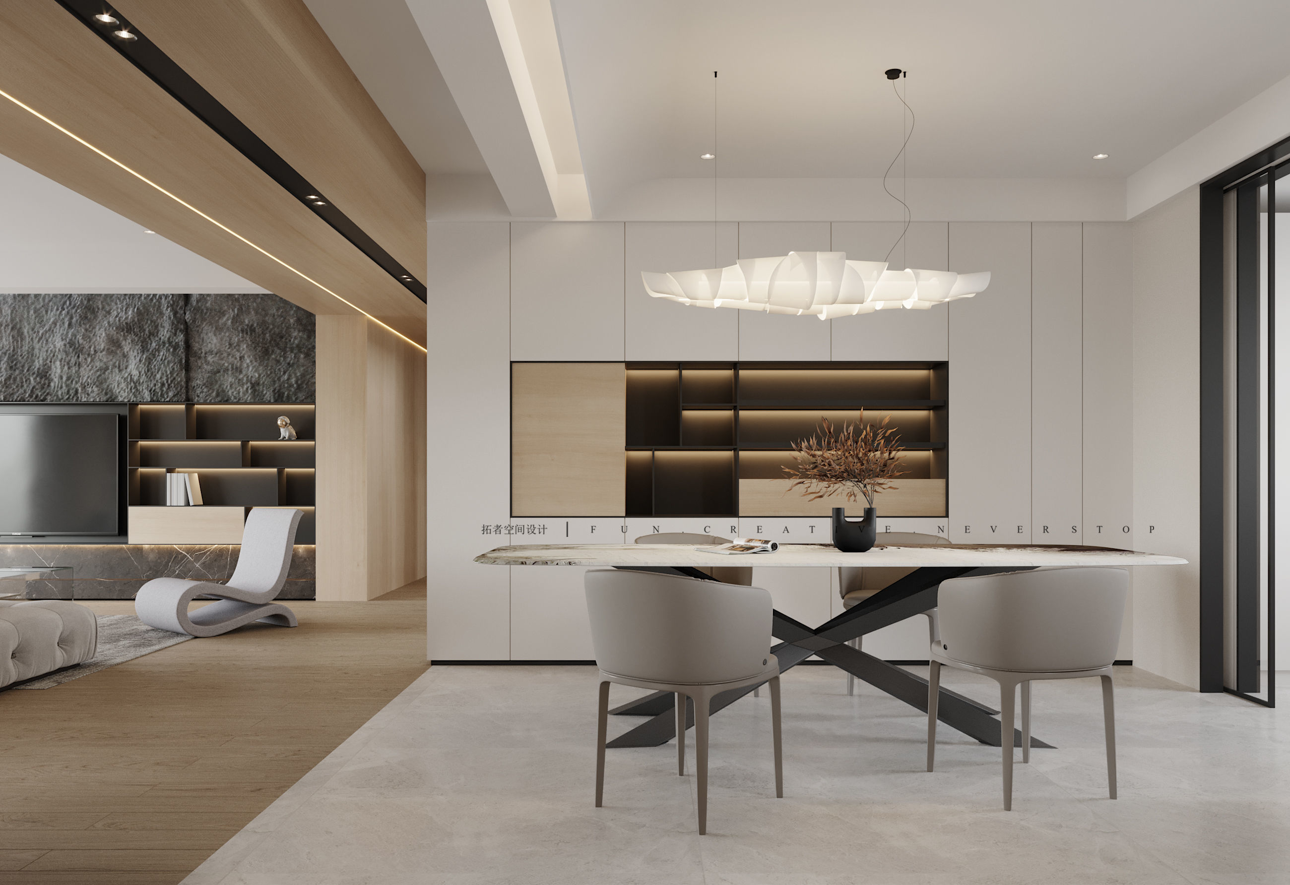 Modern Elegance - 3D Living  Dining   Bedroom Spaces 3D model_3