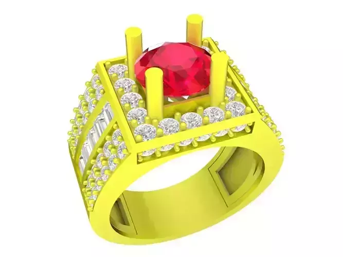 A7688 Korean Style Diamond Men Ring 3D Print