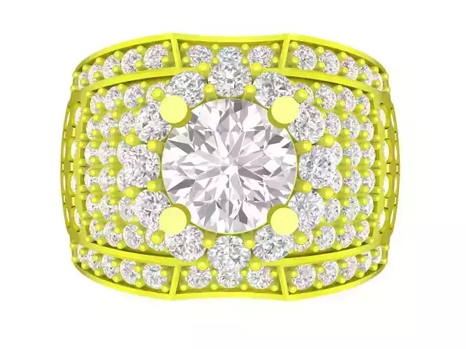 A7690 Luxury Korean Style Diamond Men Ring 3D Print