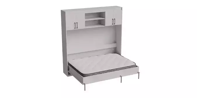 White Wall Bed Cabinet Opened