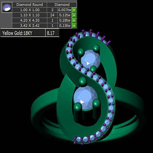 Ladies Ring 46 3D print model