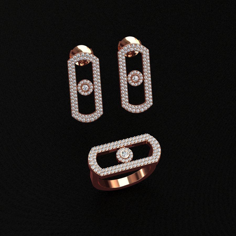  MESSIKA Ring and Earrings 3D print model_2