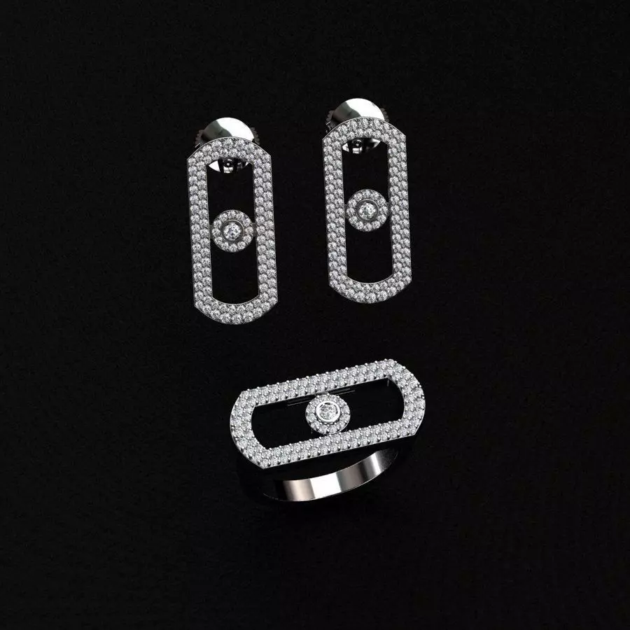  MESSIKA Ring and Earrings 3D print model_0