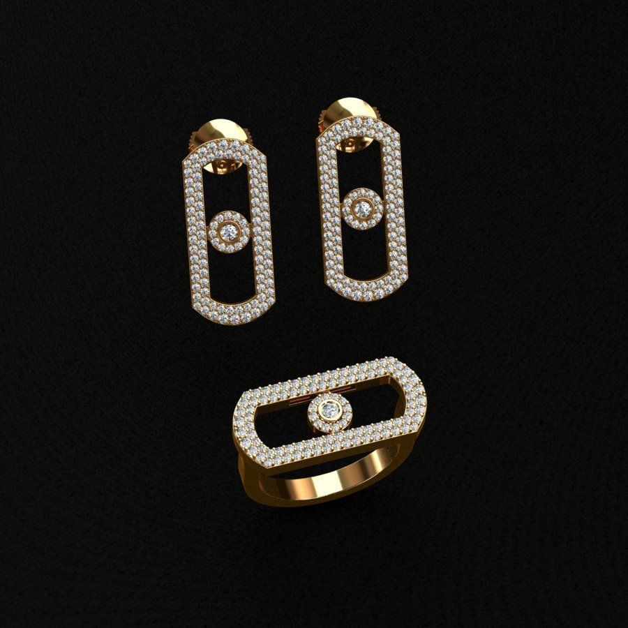  MESSIKA Ring and Earrings 3D print model_1