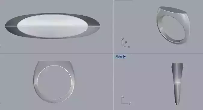 Sterling Silver Plain Signet Oval Ring Jewelry