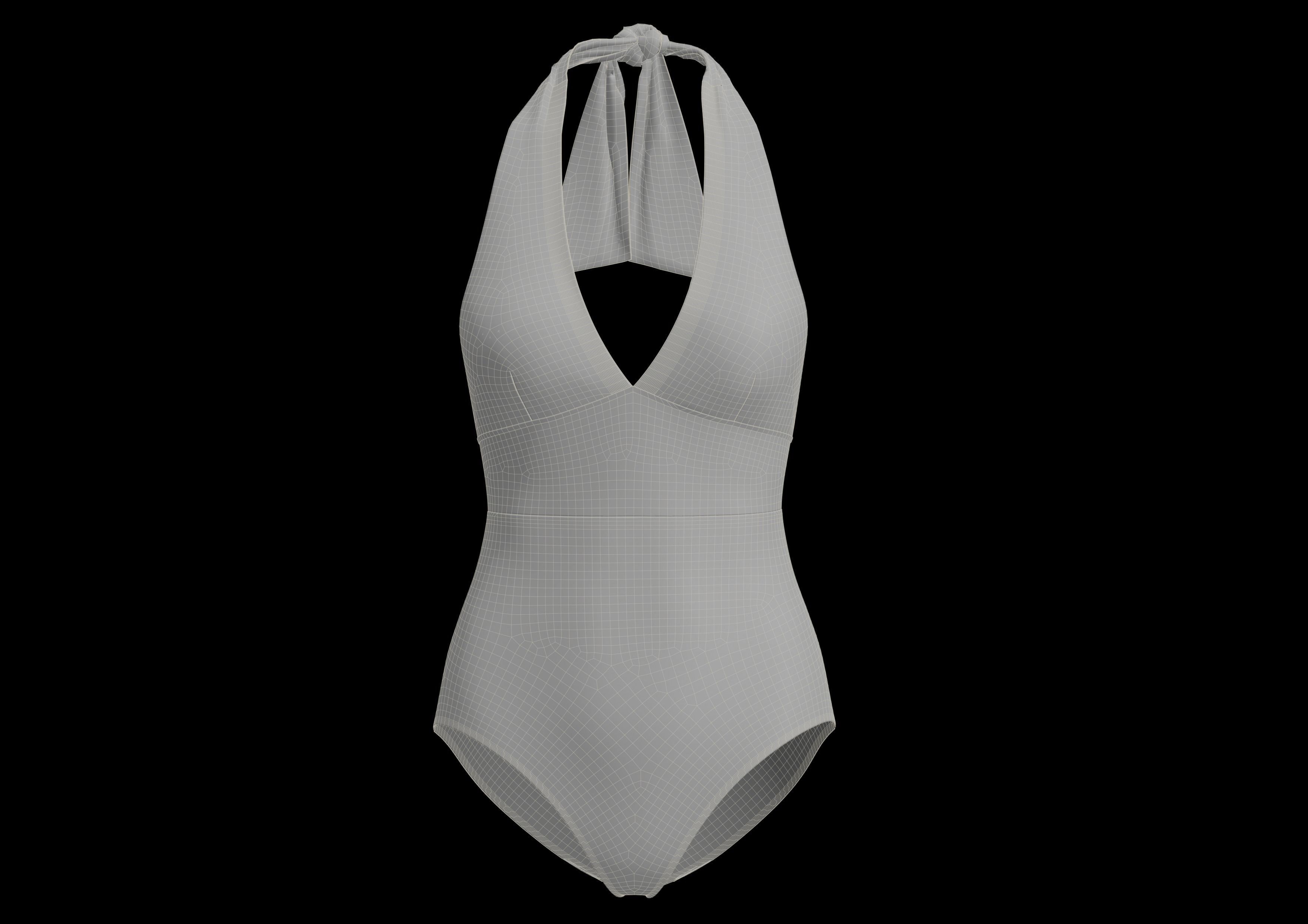 3D-Petal Halterneck One Piece Swimsuit