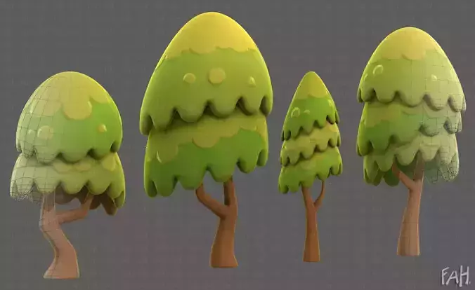 Trees Cartoon V55 Low-poly 3D model