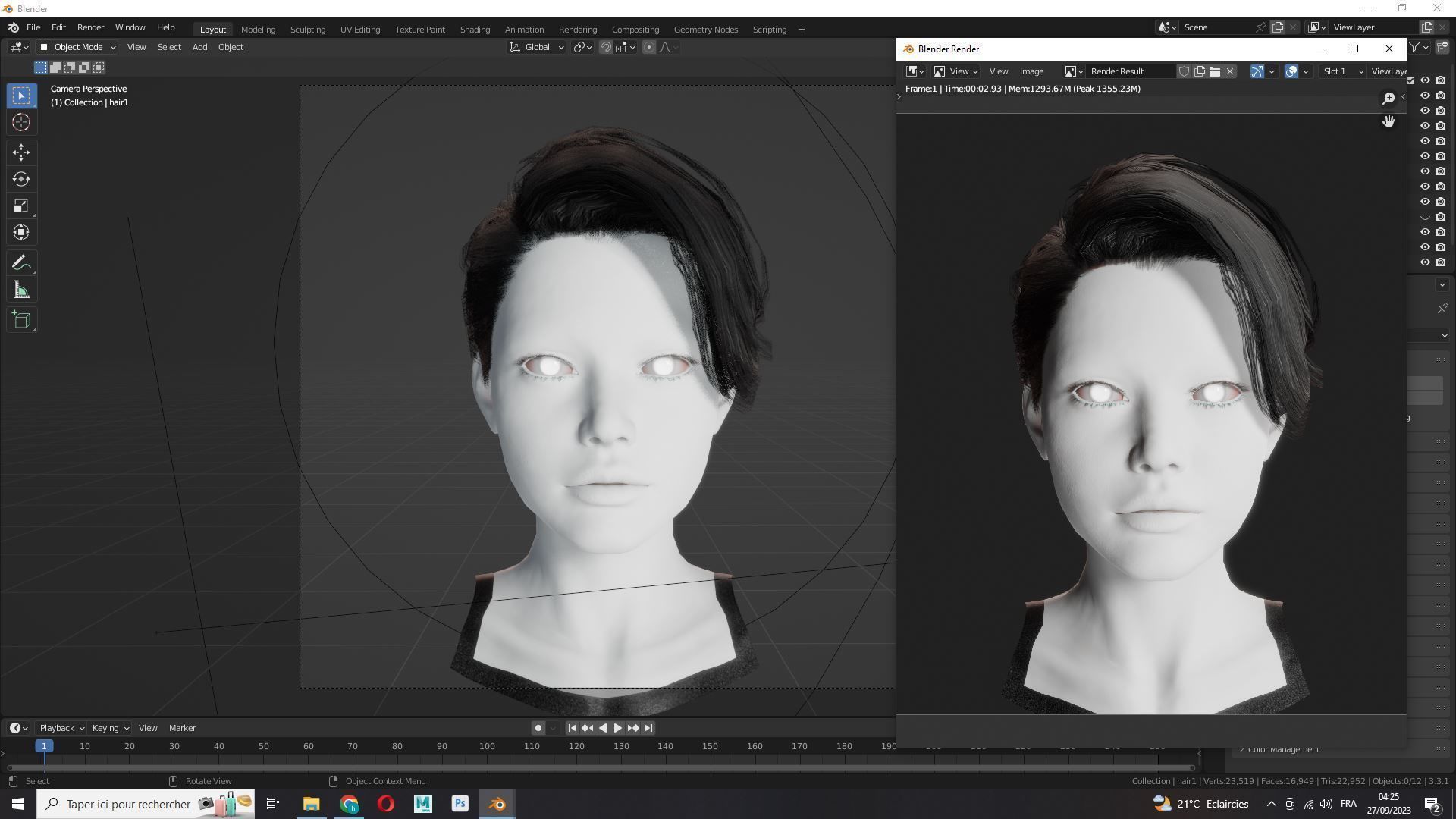 Female Bun Hairstyle Low-Poly Low-poly 3D model_14