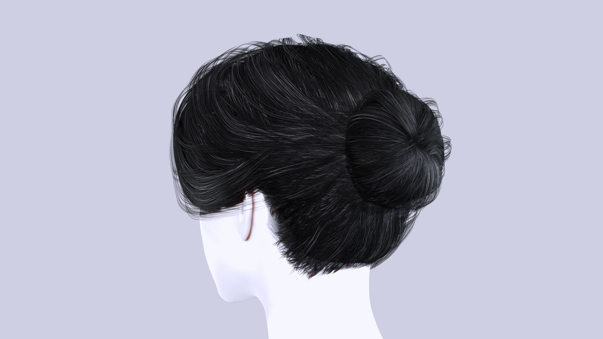Female Bun Hairstyle Low-Poly Low-poly 3D model_5