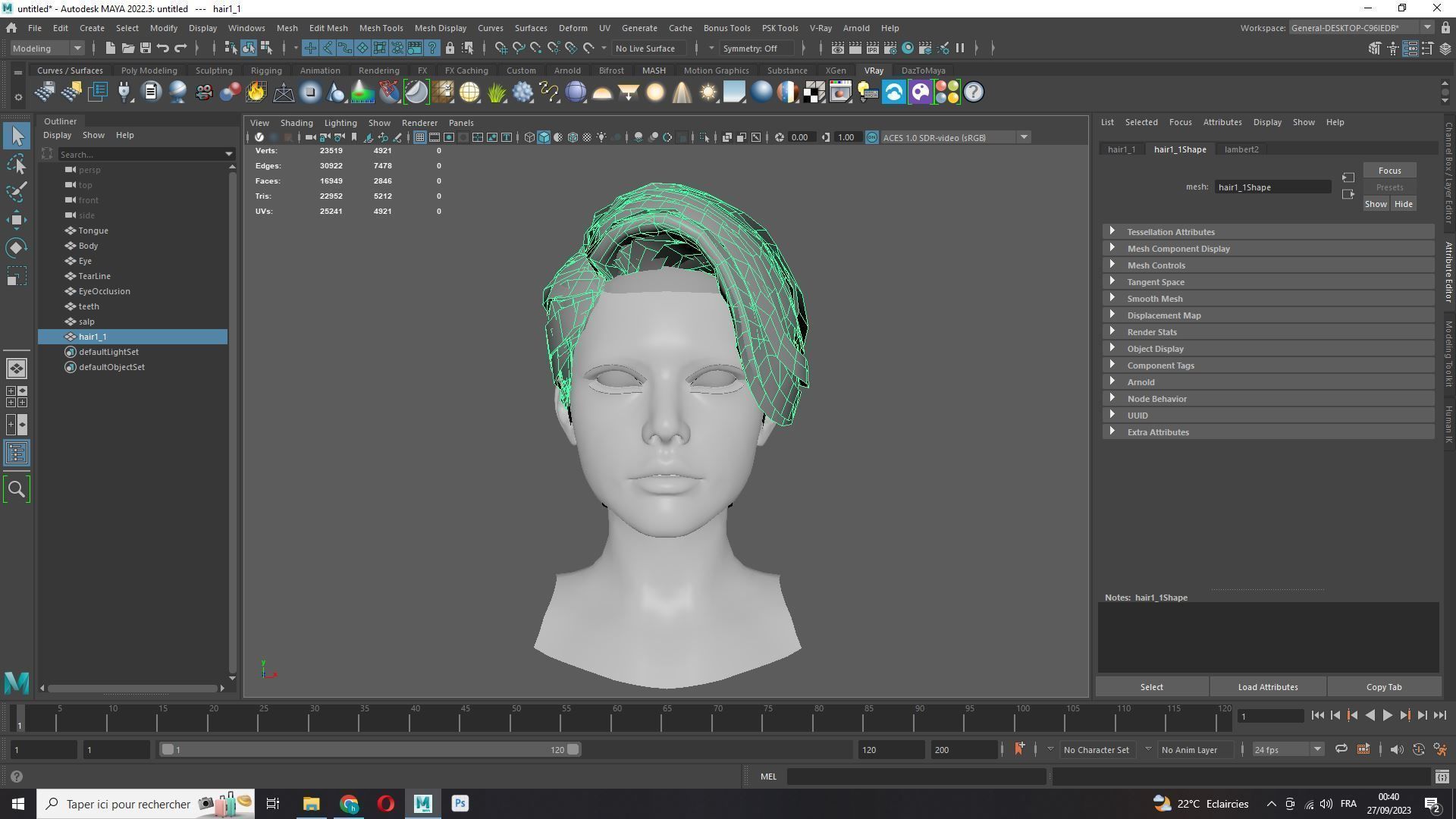 Female Bun Hairstyle Low-Poly Low-poly 3D model_10