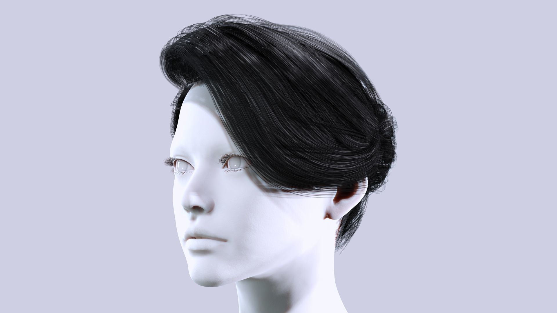 Female Bun Hairstyle Low-Poly Low-poly 3D model_3