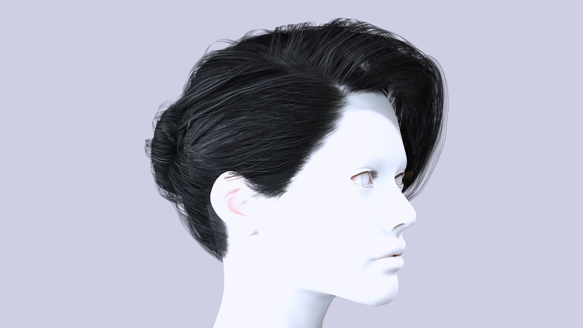 Female Bun Hairstyle Low-Poly Low-poly 3D model_7