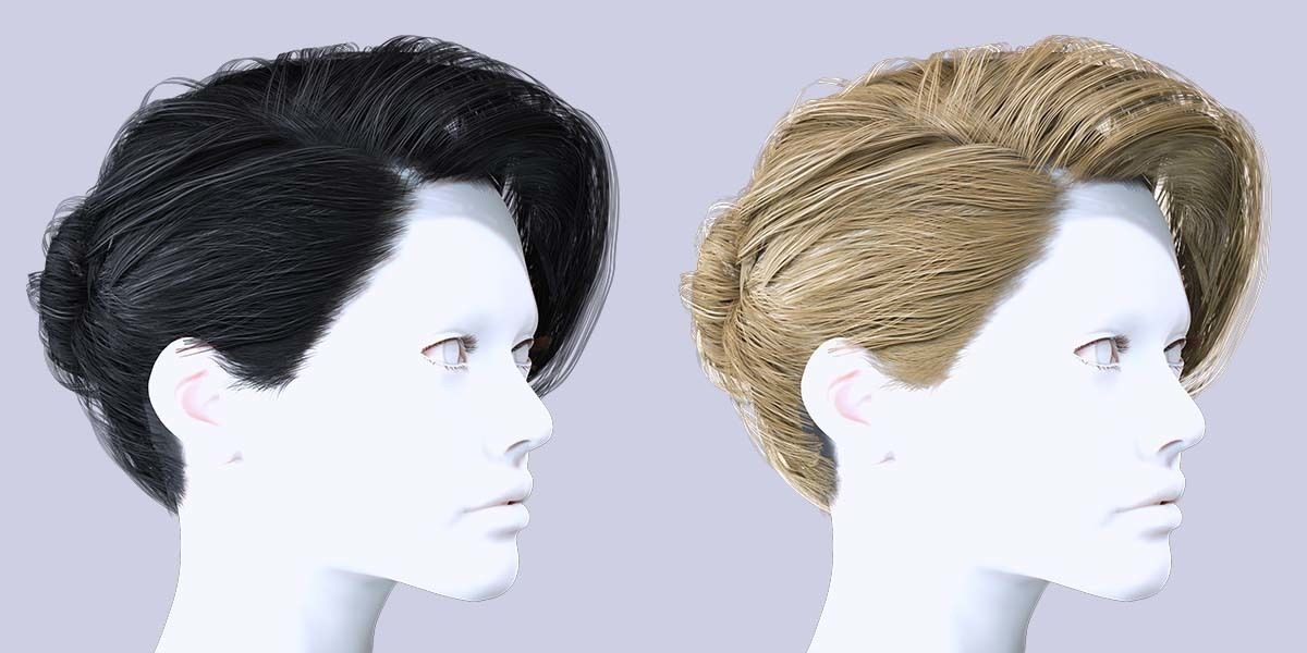Female Bun Hairstyle Low-Poly Low-poly 3D model_1