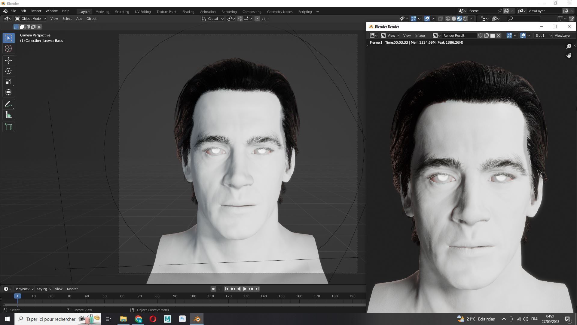 Chic Male Hairstyle Low-Poly Low-poly 3D model_13