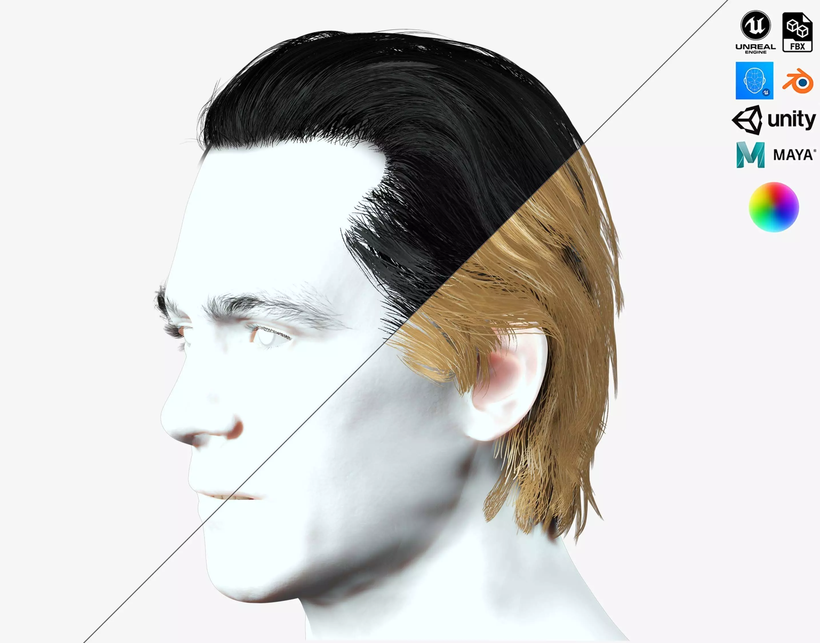 Chic Male Hairstyle Low-Poly Low-poly 3D model_0