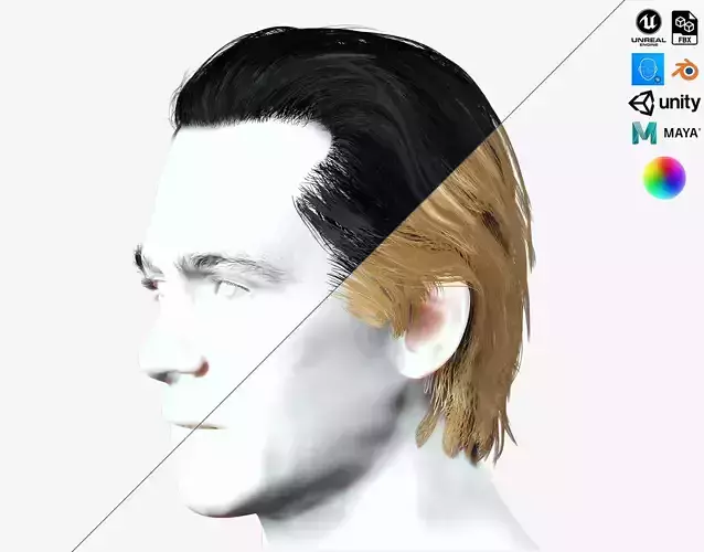 Chic Male Hairstyle Low-Poly Low-poly 3D model