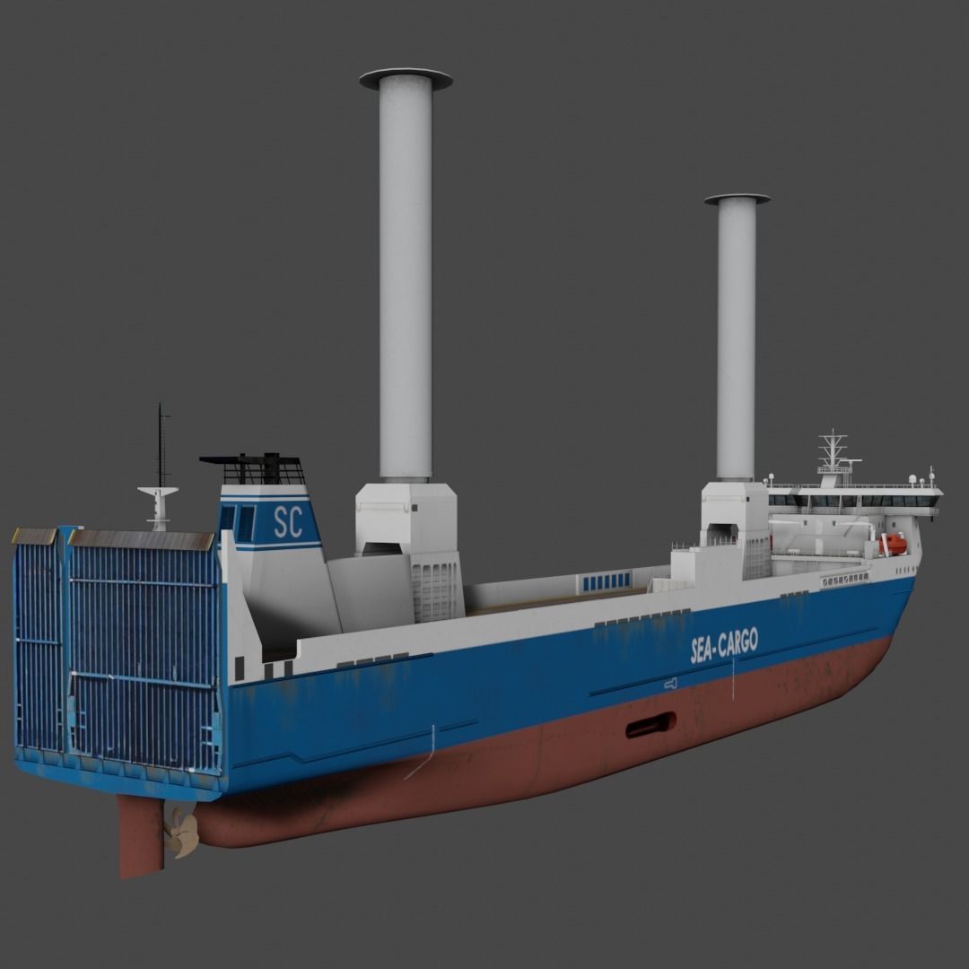 Ro-Ro Sailing vessel Low-poly 3D model_3