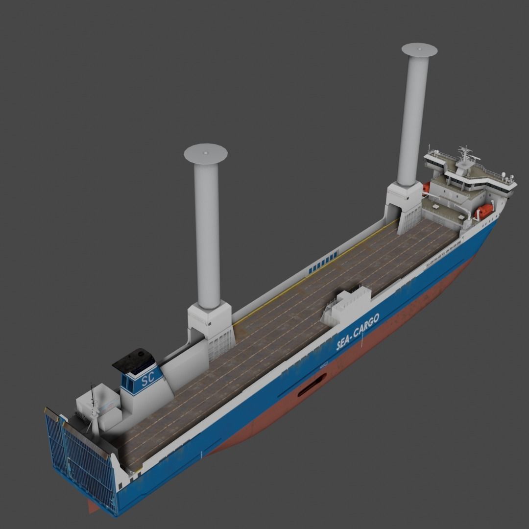 Ro-Ro Sailing vessel Low-poly 3D model_4