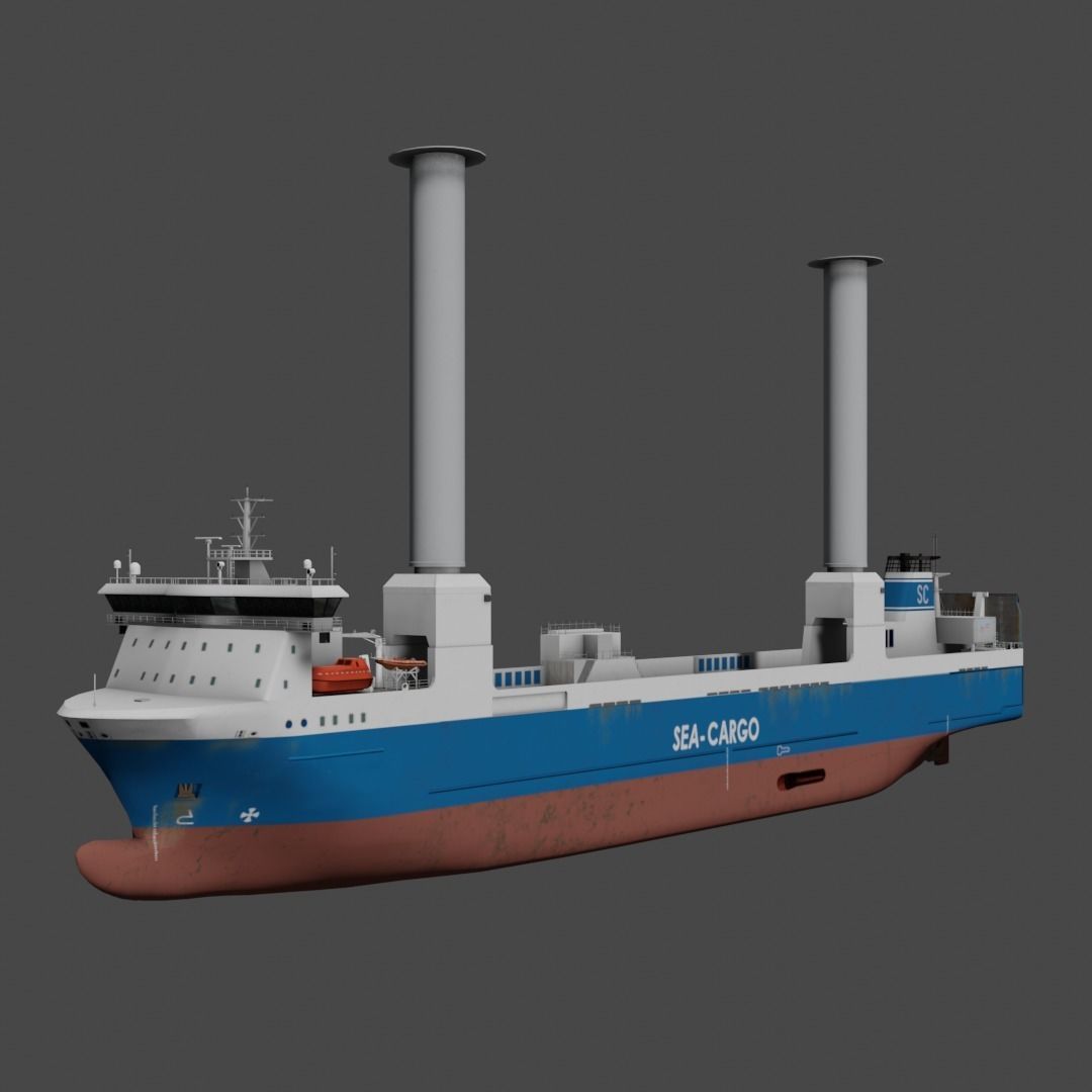 Ro-Ro Sailing vessel Low-poly 3D model_8