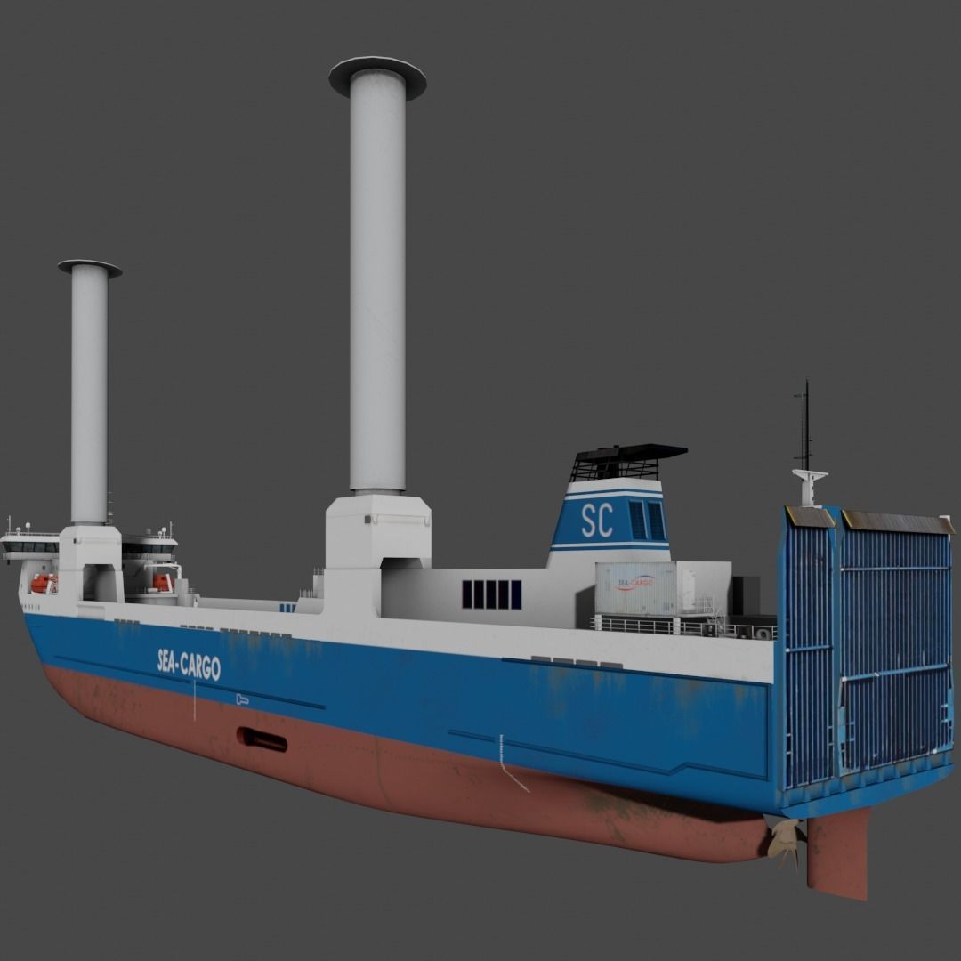 Ro-Ro Sailing vessel Low-poly 3D model_5