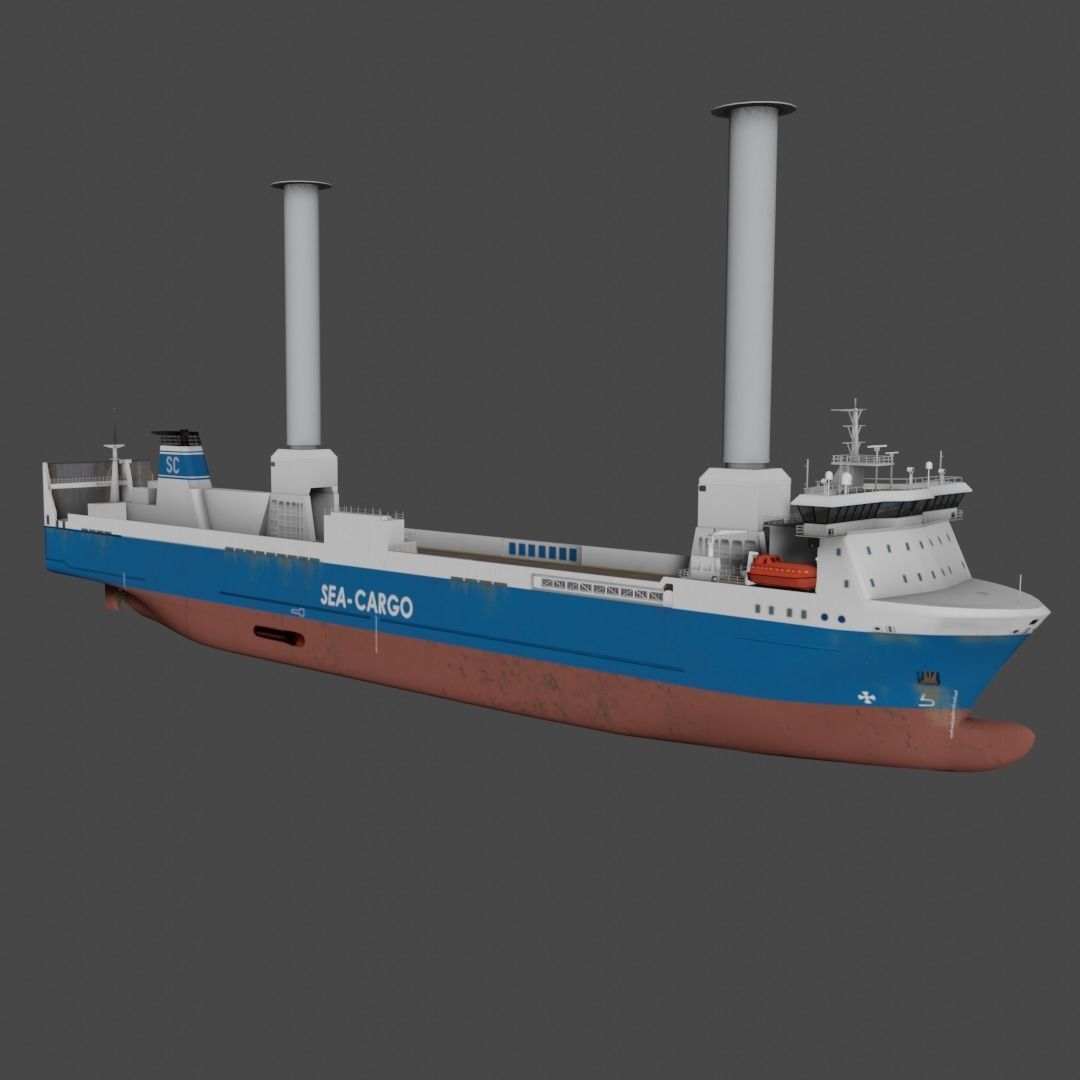 Ro-Ro Sailing vessel Low-poly 3D model_0