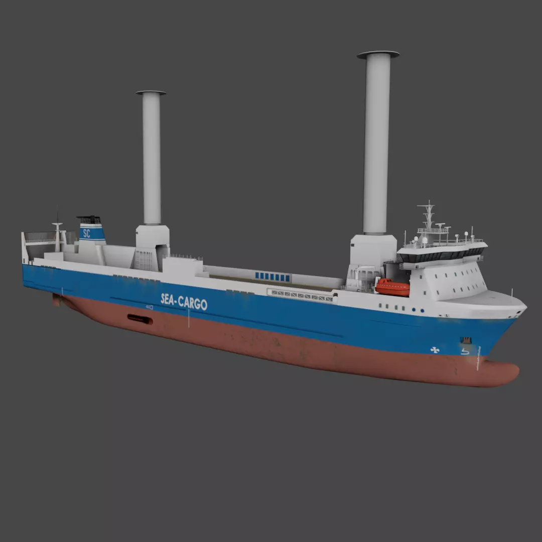 Ro-Ro Sailing vessel Low-poly 3D model_0