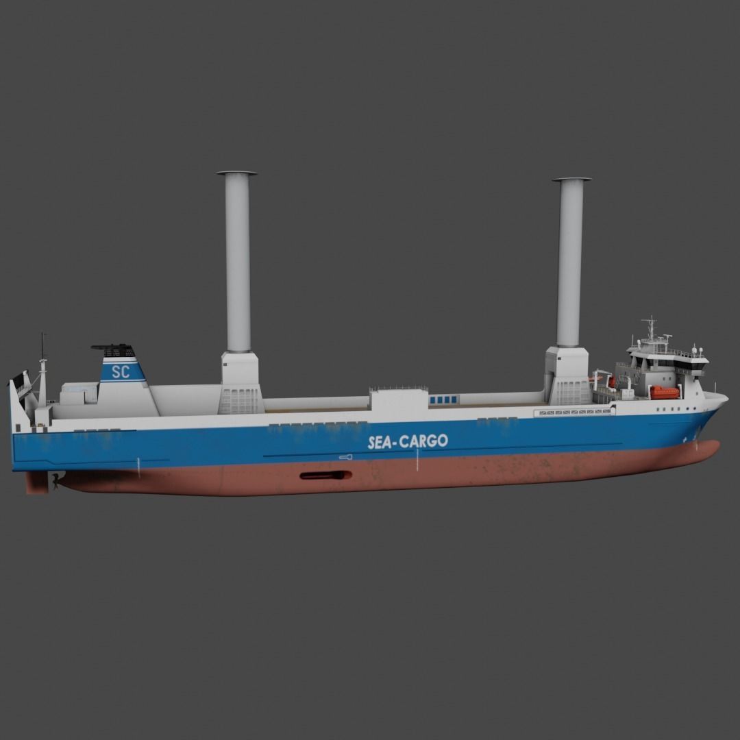 Ro-Ro Sailing vessel Low-poly 3D model_2