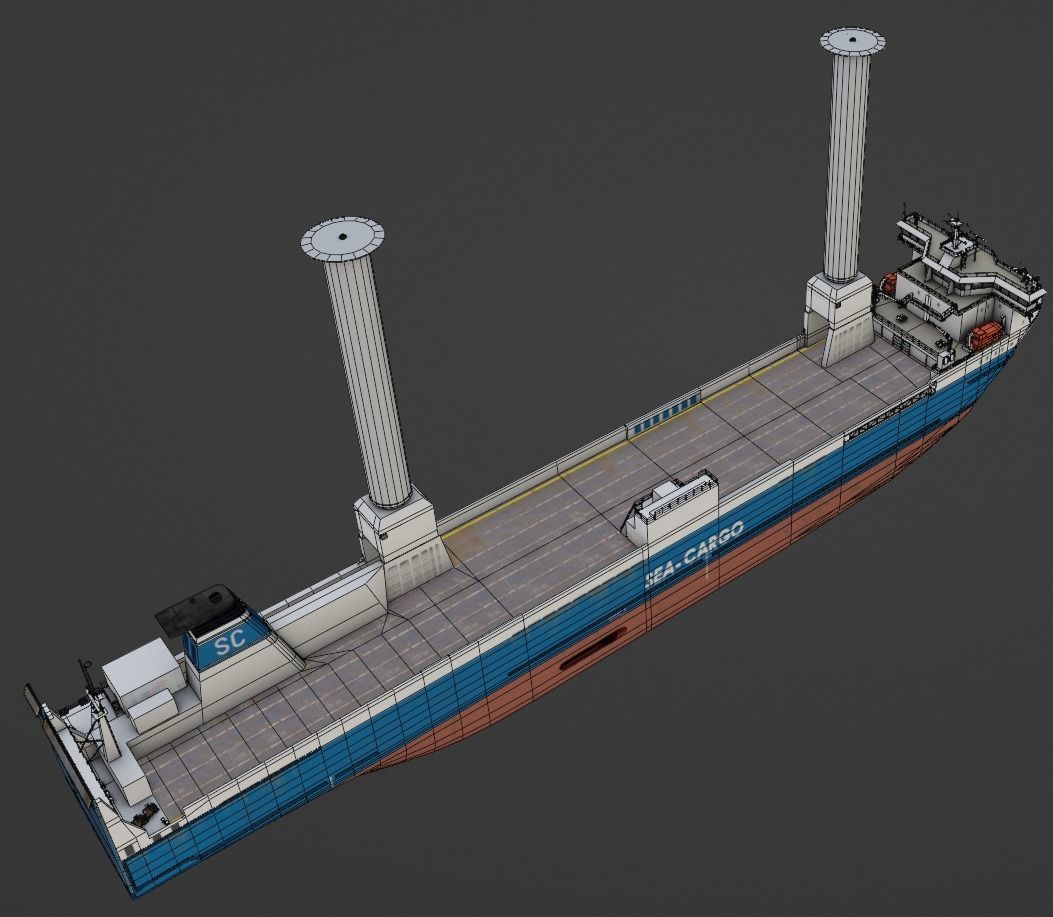 Ro-Ro Sailing vessel Low-poly 3D model_11