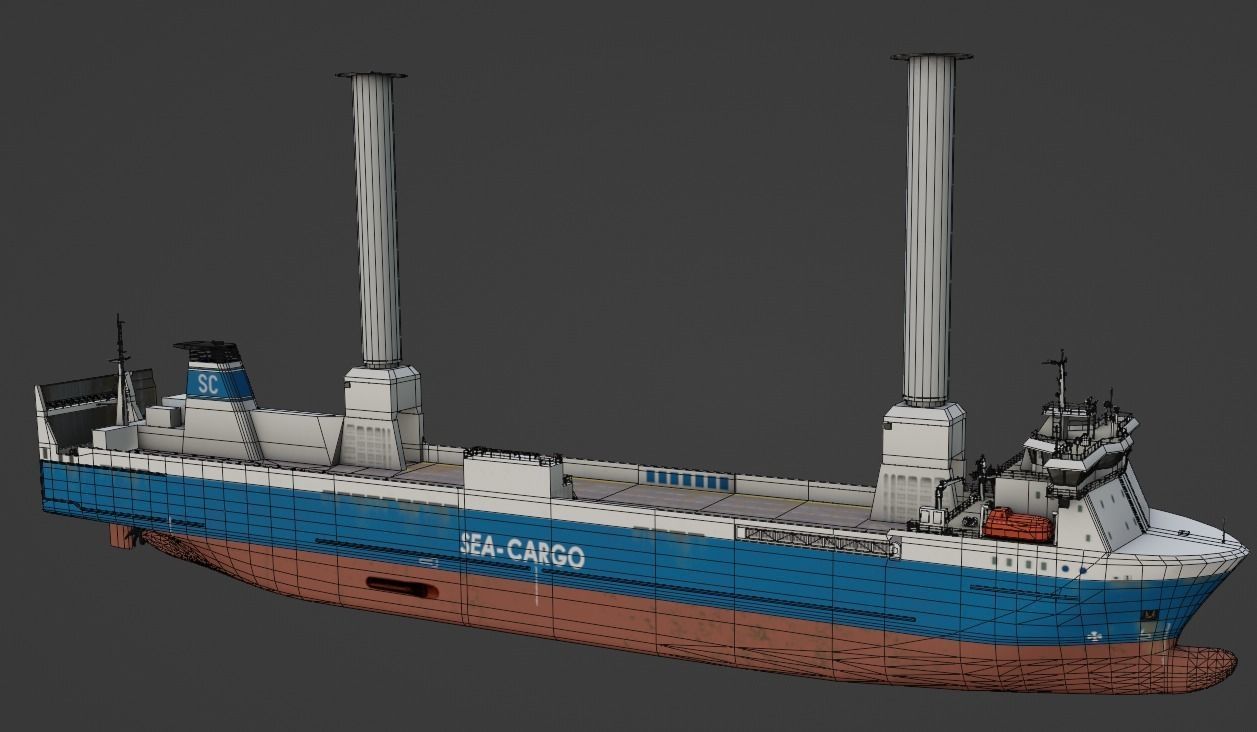 Ro-Ro Sailing vessel Low-poly 3D model_10