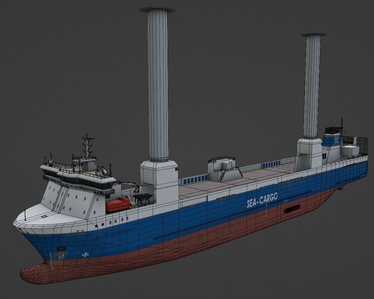 Ro-Ro Sailing vessel Low-poly 3D model_9