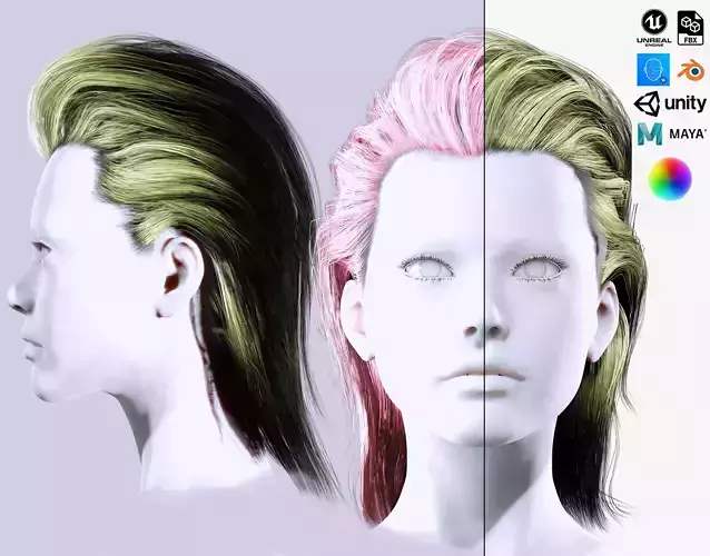 Female Pump Up Hair Low-Poly